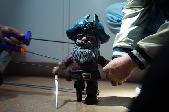 Behind the scenes of Gnomes. 