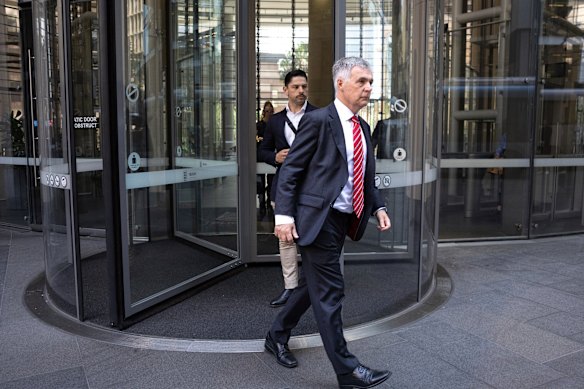 Optus CEO Stephen Rue after a meeting with Communications Minister Anika Wells in Sydney on Tuesday.
