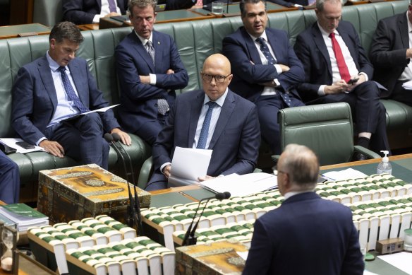 Opposition Leader Peter Dutton during question time.