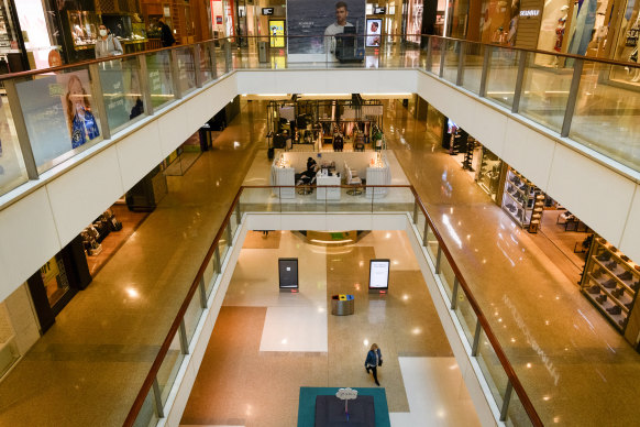 Shoppers had largely deserted the shopping centre on Wednesday.