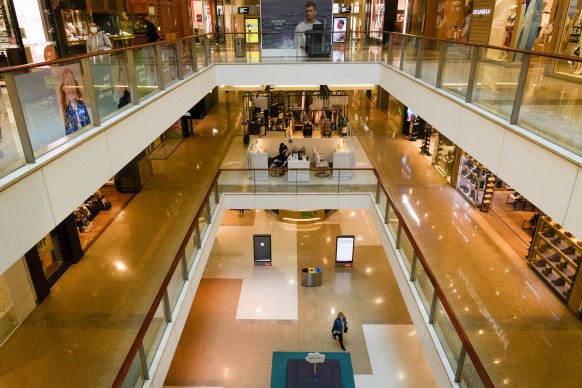 Shoppers had largely deserted the Bondi Junction shopping centre on Wednesday.