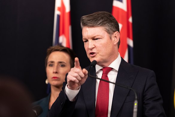 Ben Carroll at his first press conference as Labor leader on Tuesday.