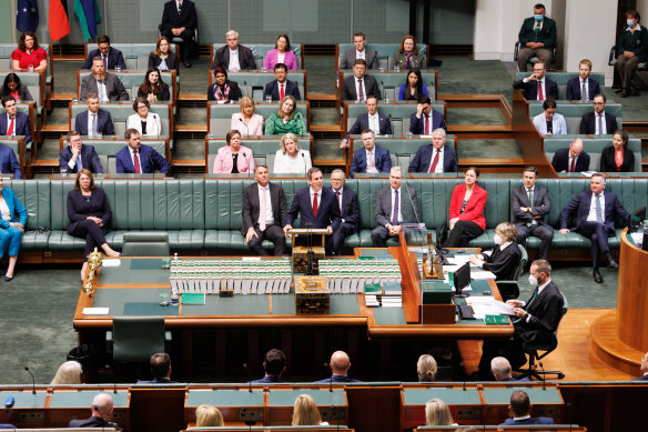 Treasurer Dr Jim Chalmers during his budget speech at Parliament House in Canberra on Tuesday.