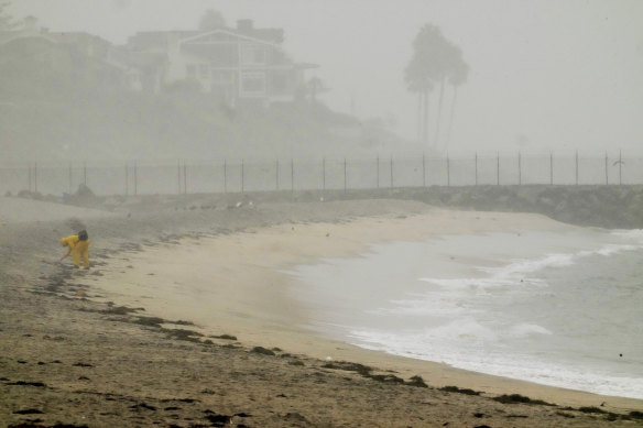The beach in Carlsbad, California, as the state prepares for flooding.