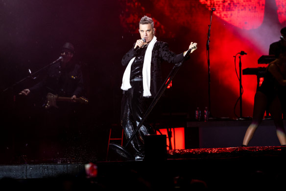 Robbie Williams performing at Allianz Stadium in Sydney on his XXV Australian Tour.