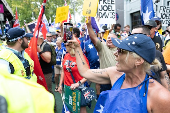 Protesters channelled their anger toward immigrants during the March for Australia protest. 