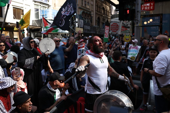 The crowd in the Sydney CBD on Sunday.