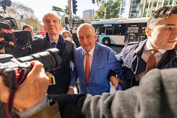 Alan Jones outside the Downing Centre Local Court on Tuesday.