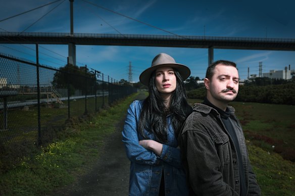 Adrian Ortega (right) has largely self-funded a feature film called Westgate, starring Sarah Nicolazzo, about how the trauma from the bridge collapse affects a young woman years later.