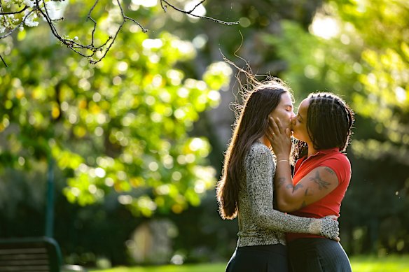 Tamara Natt and her wife Aurelia St Clair enjoy the health benefits of kissing.