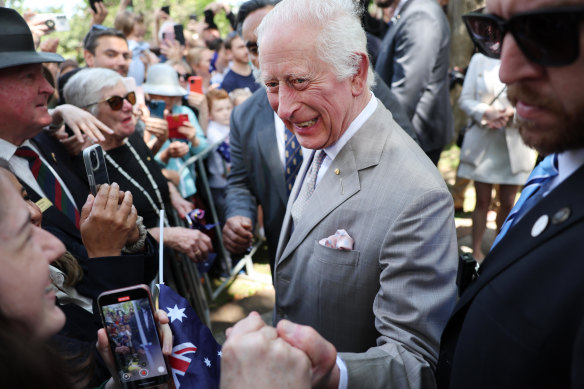 King Charles shook hands with many Australians on Sunday.