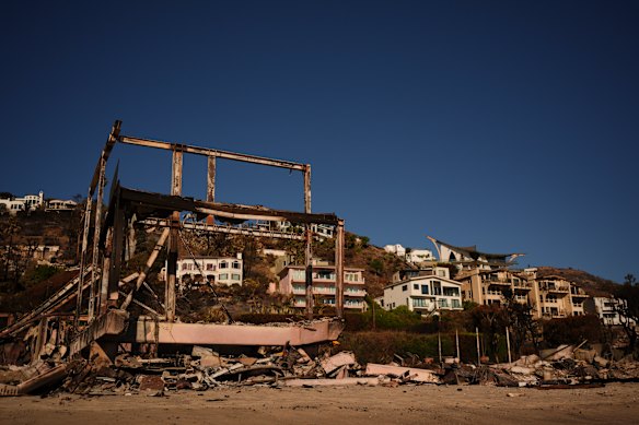 The remains of a home destroyed by the Palisades Fire in Malibu.