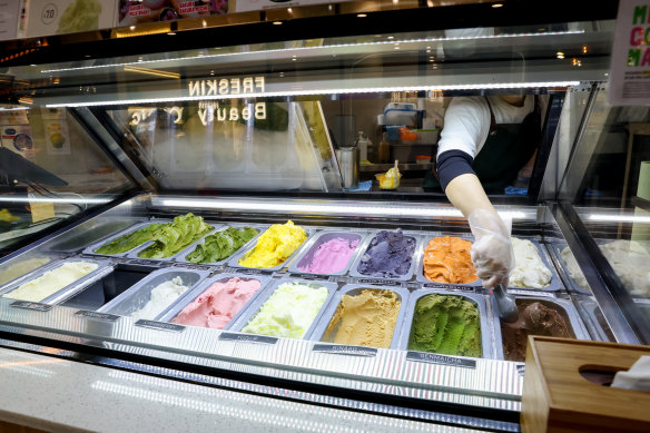 Some of the many ice-cream choices.