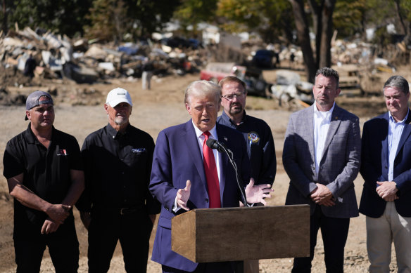 Donald Trump promised help for victims of Hurricane Helene while on the campaign trail in October. 