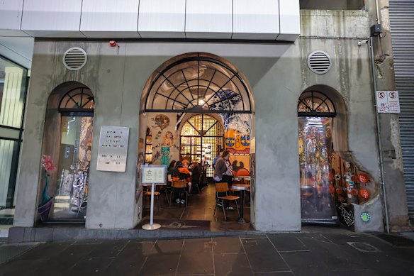 The bar, located on Russell Place, is set back from the laneway.