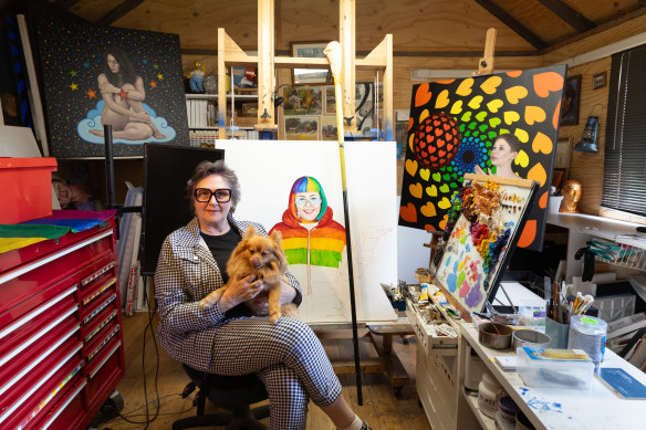 Kearney in her Geelong studio ahead of her Midsumma exhibition, Eye Candy.