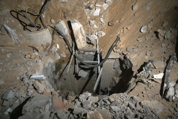 A stone and concrete shaft on the grounds of the Al Shifa Hospital in Gaza City.