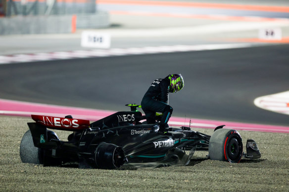 Lewis Hamilton was forced to retire from the race after a collision.