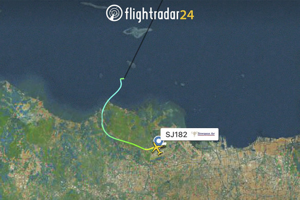 This radar image shows the flight path of Sriwijaya Air Flight 182 before it dropped off radar on Saturday.