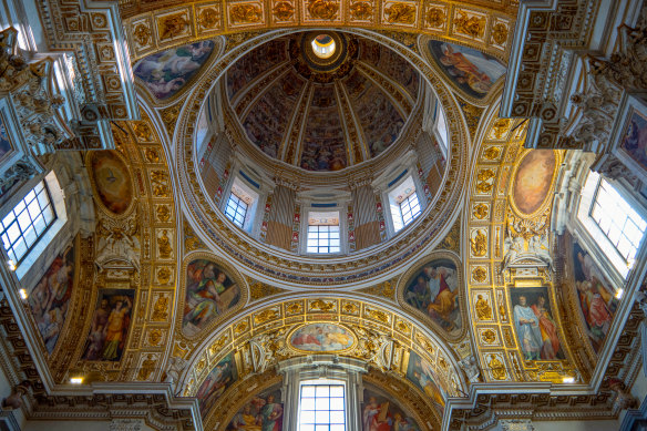 The vault and dome over the Sistine chapel of the Santa Maria Maggiore Basilica.