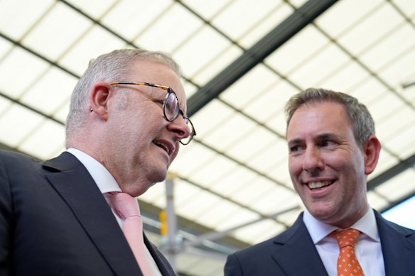 Treasurer Jim Chalmers (right) and Prime Minister Anthony Albanese on the campaign trail. 