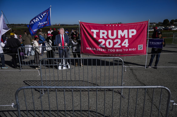 Trump supporters at a campaign rally at Arnold Palmer Regional Airport in Latrobe, Pennsylvania.