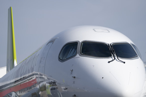 An Airbus A220 for airBaltic, one of the launch customers for the plane.