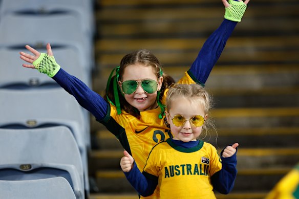 Matildas fans at Sydney Stadium wait for the game to start.