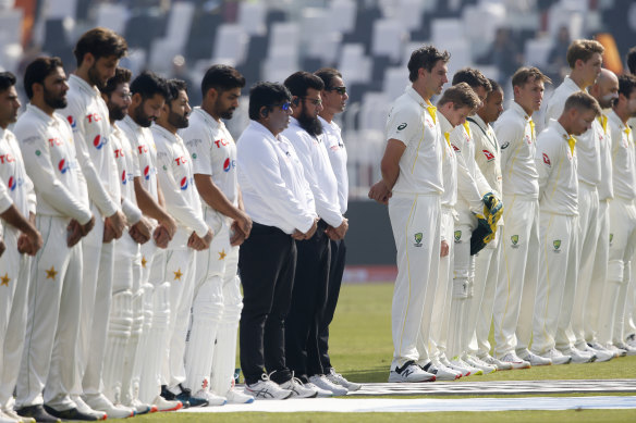 Australia and Pakistan commemorate Shane Warne in Rawalpindi.