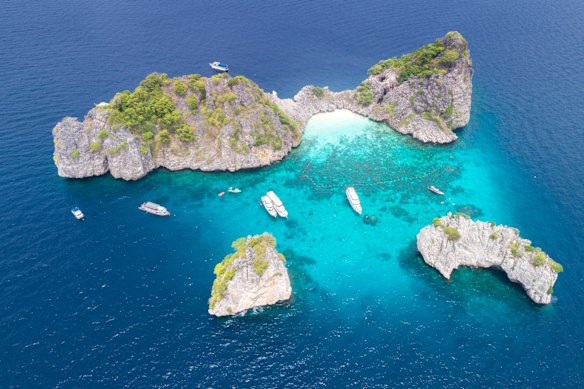 Islands of Koh Haa off the shore of Ko Lanta.