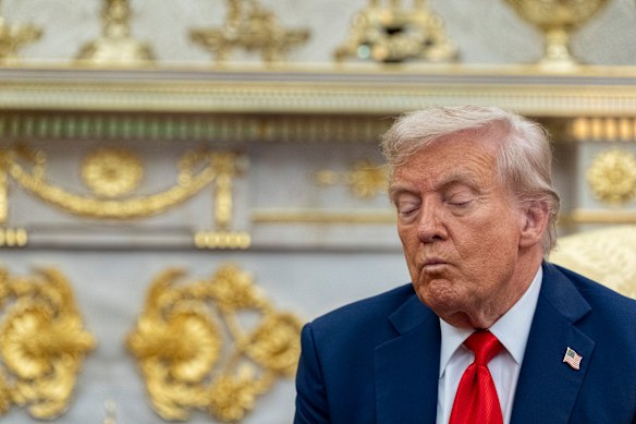 US President Donald Trump in the Oval Office on Monday.