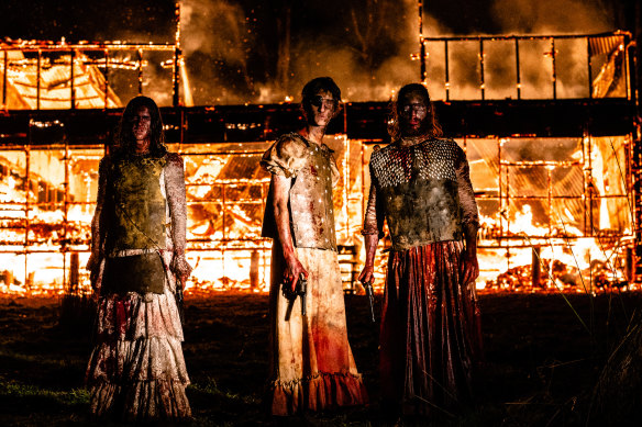 Earl Cave, Louis Hewison and Sean Keenan in a scene from the film.