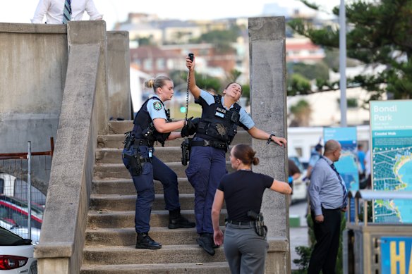 Police on the scene of the Bondi terror attack.