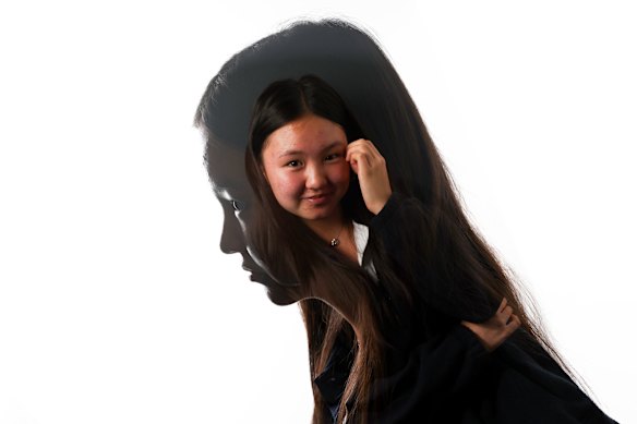 A multiple-exposure photograph of Alexandria Park Community High School year 9 student Maral Oyunbat, a world memory champion.