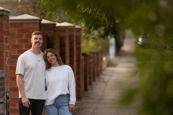 Daniel Pearson and Tayla Cain hope to buy in Airport West, where house prices have increased by seven per cent.