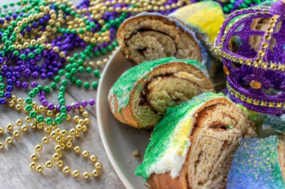 Associated with epiphany in many countries, a King Cake features purple icing for justice, green for faith and gold for power.