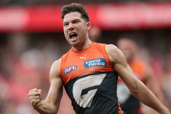 It’s not easy beating Greene: GWS skipper Toby is one of the best forwards in the competition.