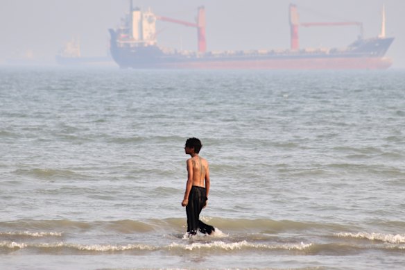 Commercial vessels anchored in the Strait of Hormuz off Bandar Abbas, Iran, this week.