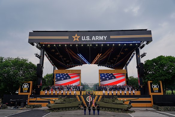 Donald Trump attends the June 2025 military parade through the streets of the US capital.