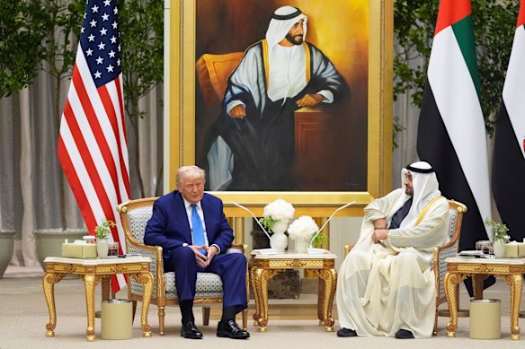 Donald Trump and meets UAE President Mohammed bin Zayed al-Nahyan in Abu Dhabi.