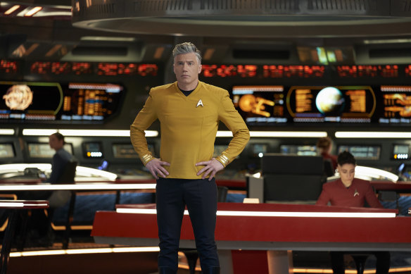 Anson Mount as Captain Pike in Star Trek: Strange New Worlds.
