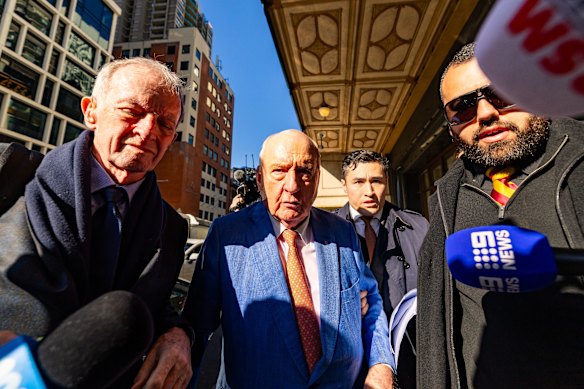 Alan Jones outside the Downing Centre Local Court on Tuesday.