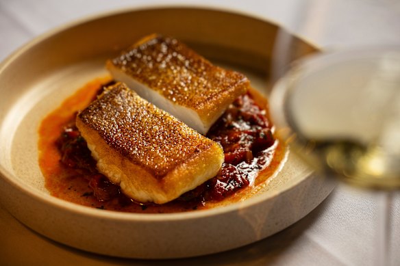 Coral trout with ’nduja XO piperade.