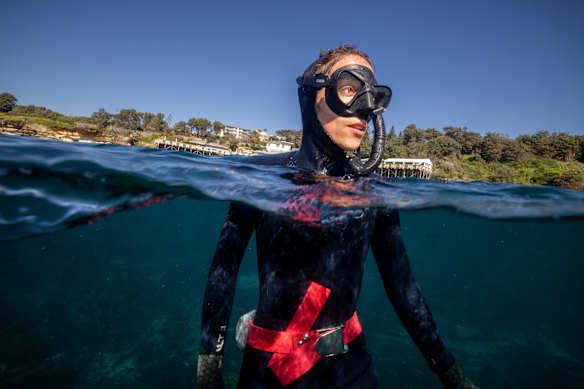 Operation Crayweed project co-ordinator Claudia Santori in the water at South Coogee.