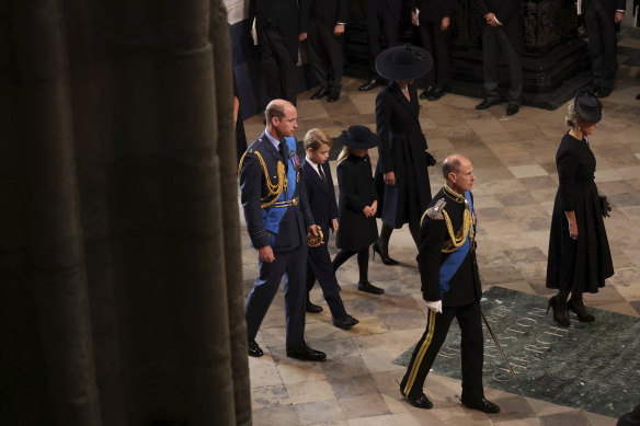 Prince William, Kate, Princess of Wales, Prince George and Princess Charlotte at Westminster Abbey.