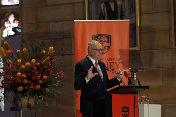 Prime Minister Anthony Albanese adopted a muscular approach to AI in a speech at the University of Sydney on July 14.
