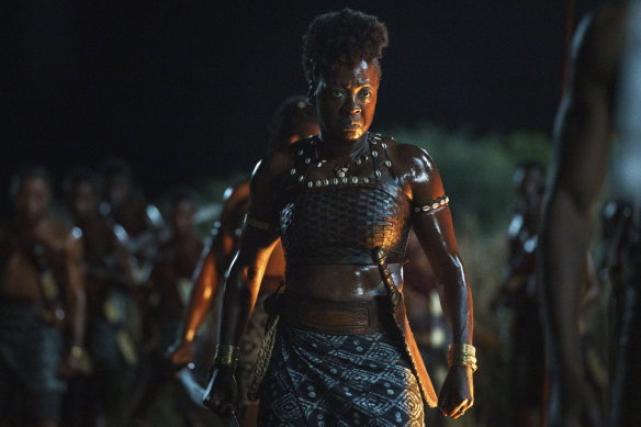 Viola Davis as warrior Nanisca in The Woman King.