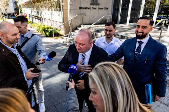 “I’m a free man, and I will be for always a free man”: Ahmed Al Ahmed speaks to the media outside court on Wednesday.