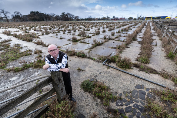 Ballarat Mayor Des Hudson at the saleyards, which were to host the Commonwealth Games athletes.