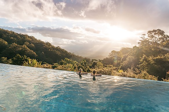 A pool with a view at O’Reilly’s Rainforest Retreat.